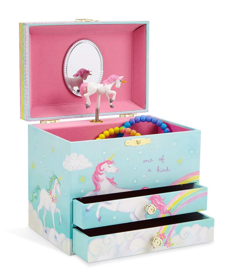 Jewelkeeper Unicorn and Rainbow Musical Jewelry Box with 2 Pullout Drawers, The Beautiful Dreamer Tune - Image 1
